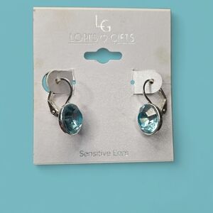 Silver and Blue Gemstone Dangle Earrings